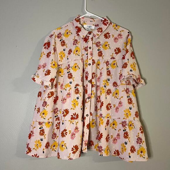 Floral Blouse | Plus Size | Ruffle | Button up |Summer - Picture 1 of 8